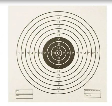 Мишень для пневматики 25 м чёрно-белая, 140х140 мм, картон 280 г/м